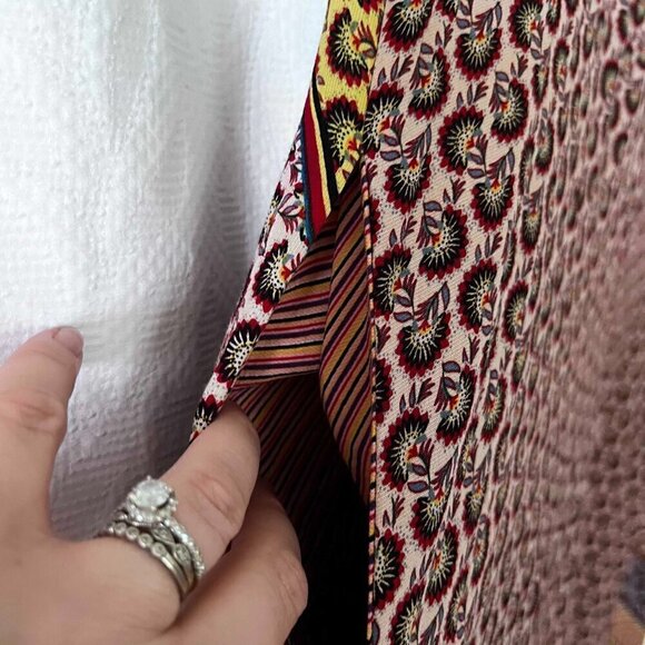 Blogger Favorite CAbi Women's Yellow Red Patchwork Open Front Kimono size Small - Picture 11 of 12